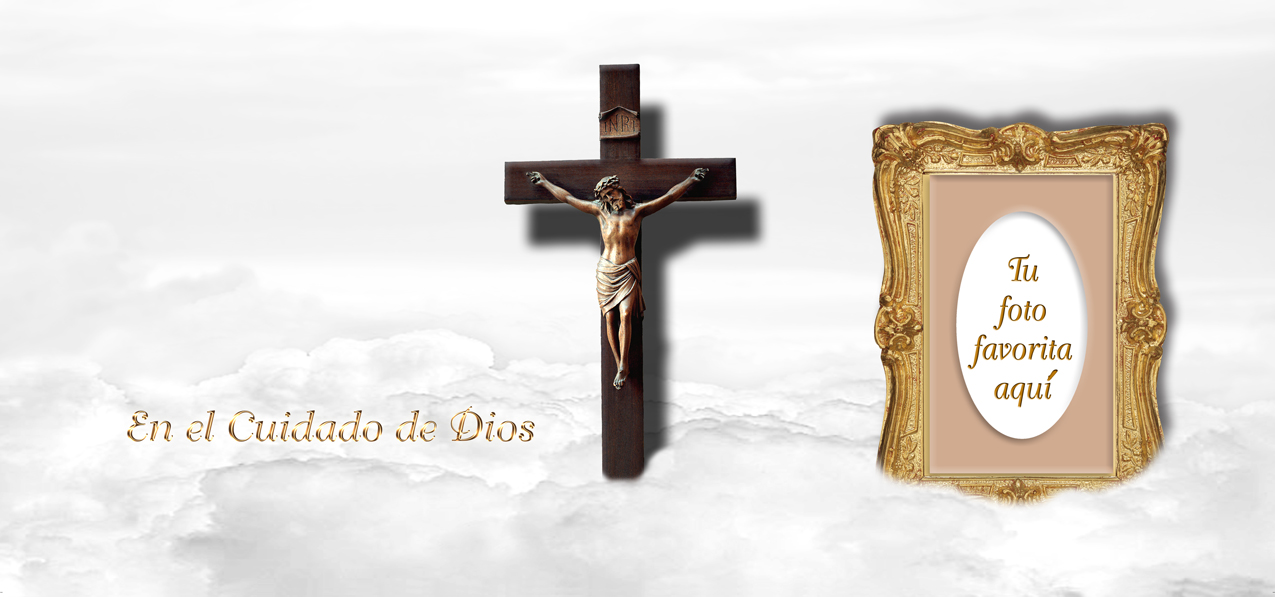 En el Cuidado de Dios (In Gods Care-Crucifix) White